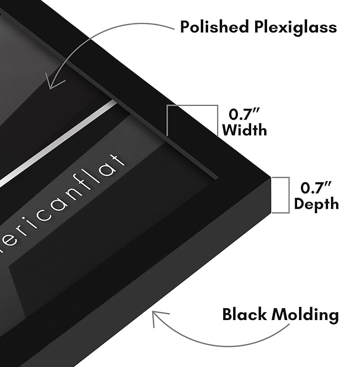 Americanflat 20x20 Picture Frame with Polished Plexiglass - Streamline Collection - Thin Border Square Frame for Wall Display - Hanging Hardware Included - Black