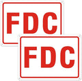 FDC Sign, 2 Pack Outdoor Aluminum Metal Sign, FDC Signs for Fire Department Connection, UV Protected Weather Resistant and Easy to Install (White Color, 10 x 7 inches)