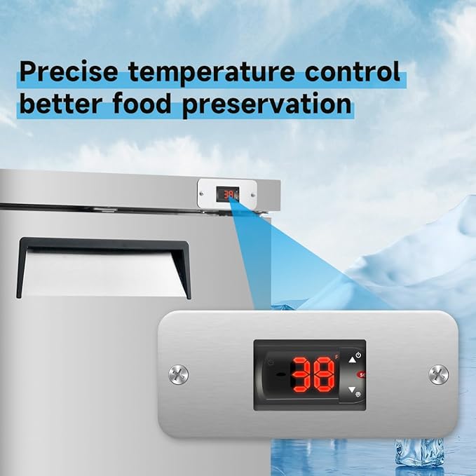 DeepTide 29" W Commercial Undercounter Worktop Refrigerator, 8 Cu.ft Commercial Refrigerator with 1 Door, 33-40°F, Stainless Steel, ETL&DOE, for Restaurants, Stores, kitchen