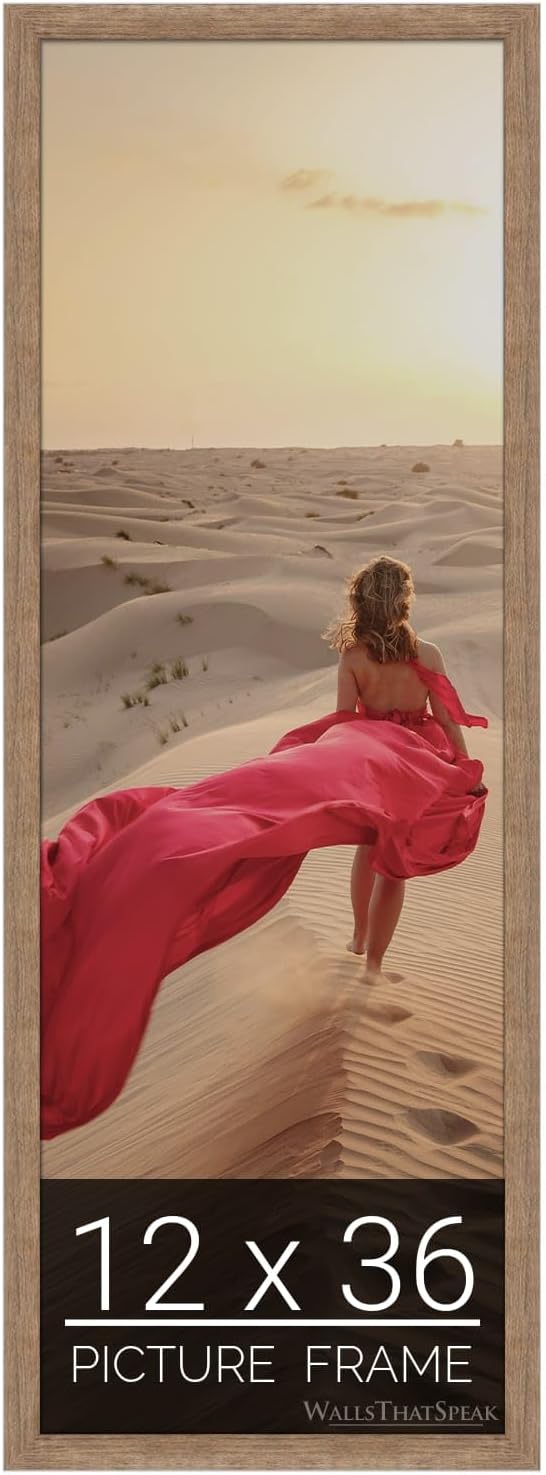 wallsthatspeak 12x36 Brown Barnwood Picture Frame for Puzzles Posters Photos or Artwork