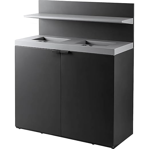 2-Stream Dark Gray Steel Garbage Recycling Station with Tray Holder 86 Gallon for Kitchen, Commercial Decorative Compost Bin