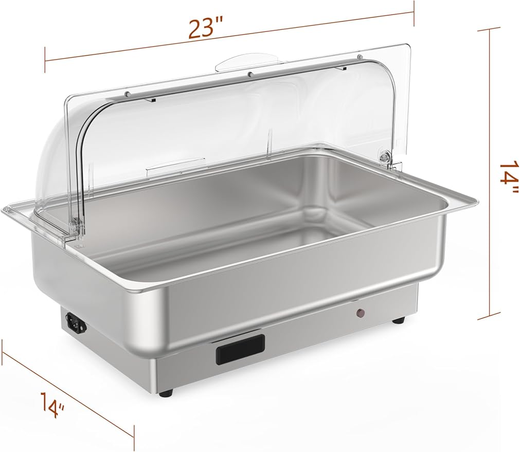 Chafing Dish Electric Buffet Set,2 x 4.5 QT Half-Size Stainless Steel Food Servers and Warmers with Temperature Control For Wedding and Parties