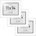 Homeforia 15x18 Diploma White Wood Frame, High End Oak 15 x 18 Certificate Frames with Mat 11 x 14, 15by15 Document Frame Matted to 11by14, Graduation Wooden Frames, Tempered Glass, Wall Kit, Set of 3