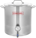 CONCORD Stainless Steel Home Brew Kettle Stock Pot (Weldless Fittings) (40 QT/ 10 Gal)