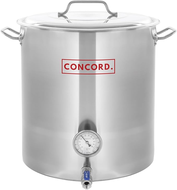 CONCORD Stainless Steel Home Brew Kettle Stock Pot (Weldless Fittings) (100 QT/ 25 Gal)