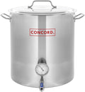 CONCORD Stainless Steel Home Brew Kettle Stock Pot (Weldless Fittings) (30 QT/ 7.5 Gal)