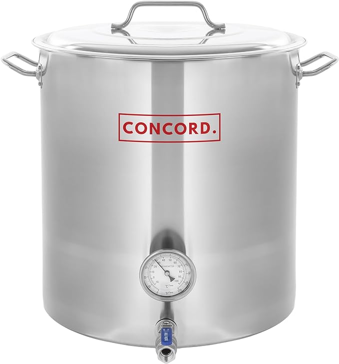 CONCORD Stainless Steel Home Brew Kettle Stock Pot (Weldless Fittings) (30 QT/ 7.5 Gal)