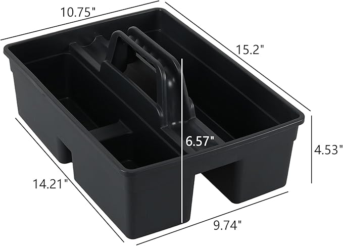 3-Compartment Plastic Storage Caddy with Handle, 4 Pack Cleaning Supplies Caddy Baskets