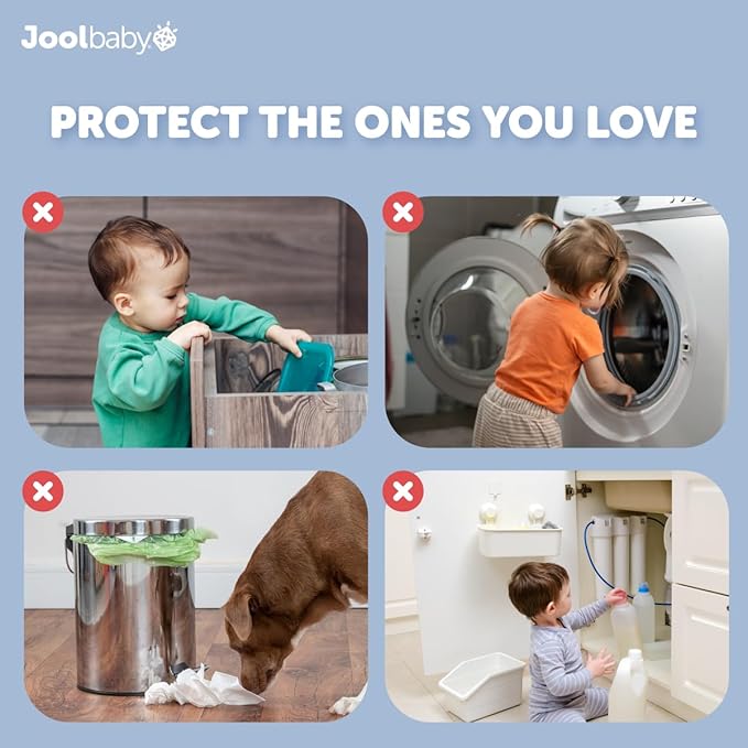 Child Safety Strap Locks (8 Pack) Baby Proof Cabinets, Drawers, Fridge, Toilet & Trash Cans – 3M Adhesive Childproof Locks – Jool Baby