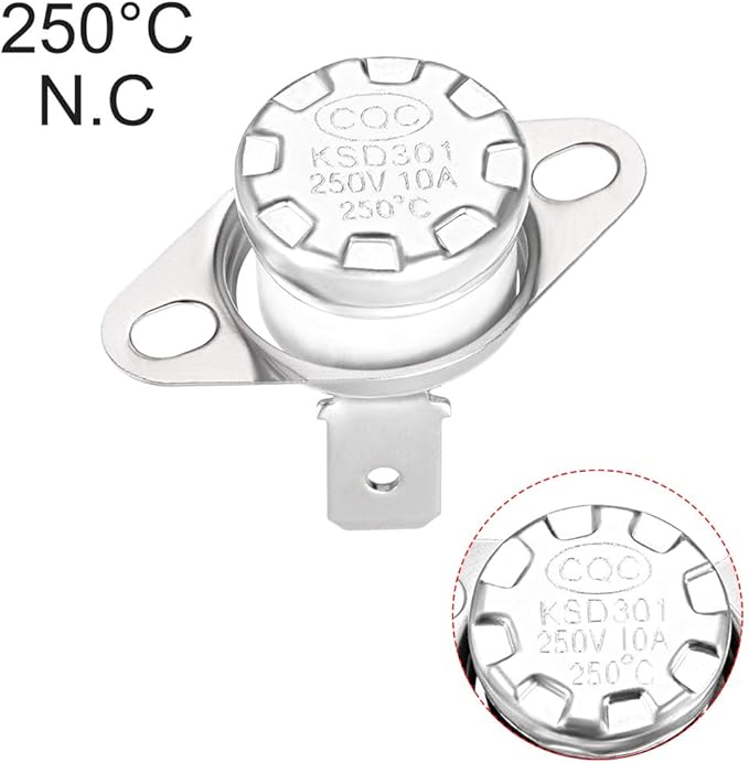 uxcell KSD301 Thermostat 250°C/482°F 10A Normally Closed N.C Adjust Snap Disc Temperature Switch for Microwaves,Oven,Coffee Maker 5pcs,Ceramic Material