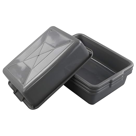 4 Packs 8 Liter Grey Commercial Bus Tub Box Tote Dishpan