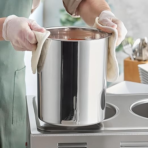 OCS Parts 6-Pack 8.25 Quart Bain Marie Pot | 9-5/8" x 7-3/8" Stainless Steel Pot for Warm or Cold Food, Sauces, Soups, or Organizing Cooking Utensils