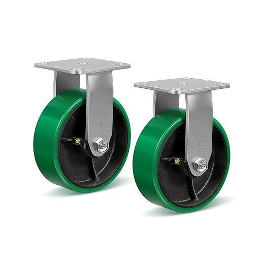 6 Inch Caster Casters, Heavy Duty Caster with Strong Load-Bearing, Polyurethane Caster on Steel Hub, Supports 1200 lbs Each(2 Pack Rigid)