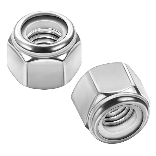 MewuDecor 1/2-13 Nylon Insert Hex Lock Nuts Locknuts, 304 Stainless Steel 18-8, Bright Finish, 25 PCS