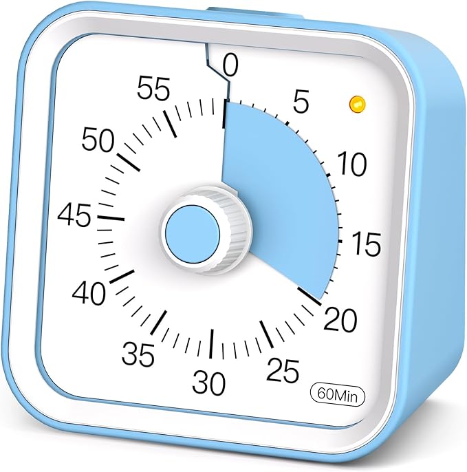 Visual Timer for Kids with Pause Function, 60 Minute Countdown Timer for Kids Desk Study, Teaching, Kitchen Cooking, Office Meetings, Time Management for ADHD (Blue)