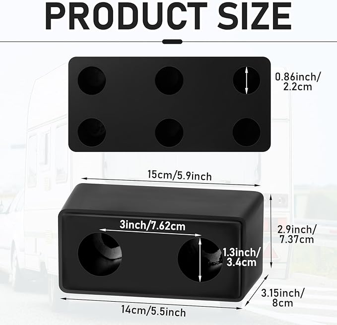 Flutesan 8 Pcs Rubber Bumper Pads 6 x 3 x 3.15 Inch Dock Bumpers Automotive Blocks Rubber Bump Stop Black Guards Dock Buffer for Truck and Trailer Protection, Equipment and Delivery Bays
