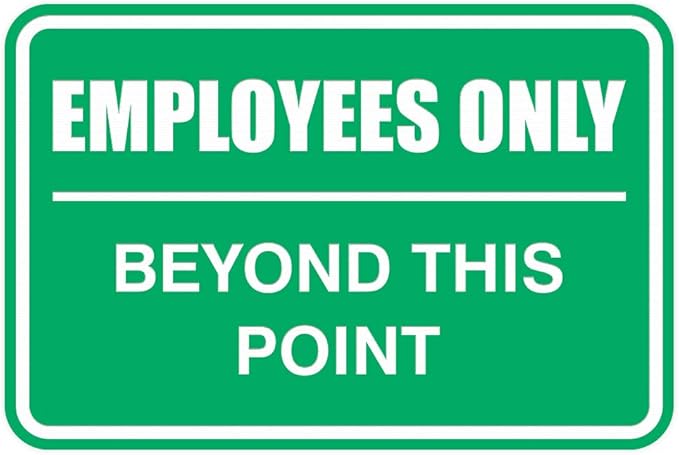 All Quality Classic Framed Employees Only Beyond This Point Wall or Door Sign | Easy to Install Business Signage - Large (Green) 1 Pack