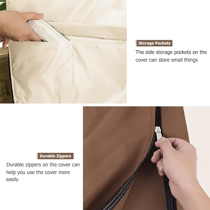 Wire Shelf Cover,600D Heavy Duty 100% Waterproof Shelf Covers for Wire Shelving,Outdoor Storage Shelves Cover for Metal Rack,36" W x 16" D x 72" H,Beige & Brown