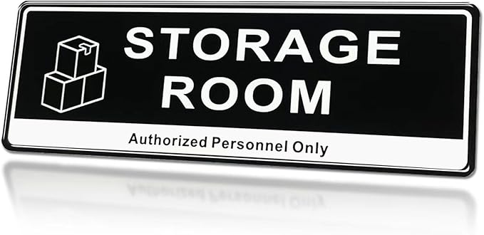 Door Sign,RAMIEYOO Acrylic Authorized Personnel Only Signs for Door,Black and White - 9"x 3" (Storage Room)