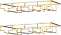 Wine Glass Rack - Under Cabinet Stemware Wine Glass Holder Glasses Storage Hanger 2 Pack Metal Organizer for Bar Kitchen 4 Rows Gold