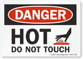 SmartSign-U9-1787-ND "Danger - Hot, Do Not Touch" Label | 3.5" x 5" Laminated Vinyl , Black/Red on White