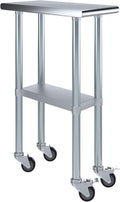 AmGood 12" Long x 24" Deep Stainless Steel Table with Casters