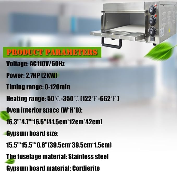 Commercial Movable Electric Single Deck Pizza Oven Multipurpose Indoor Pizza Oven 110V 2KW