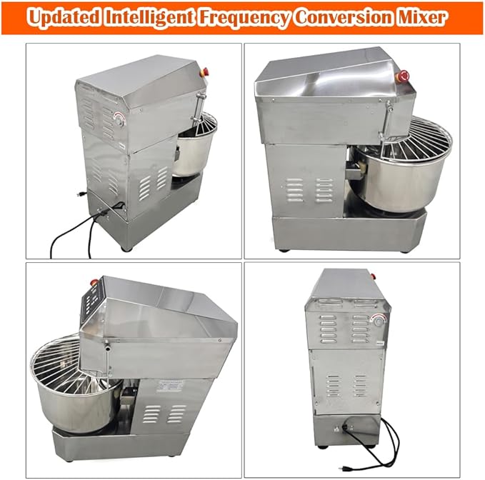 Stand Dough Mixer Double Action Double Speed Dough Kneading Machine, Frequency Conversion Stand Food Mixer with 3 Modes for Kitchen Restaurant Bakeries Pizzeria(30L)