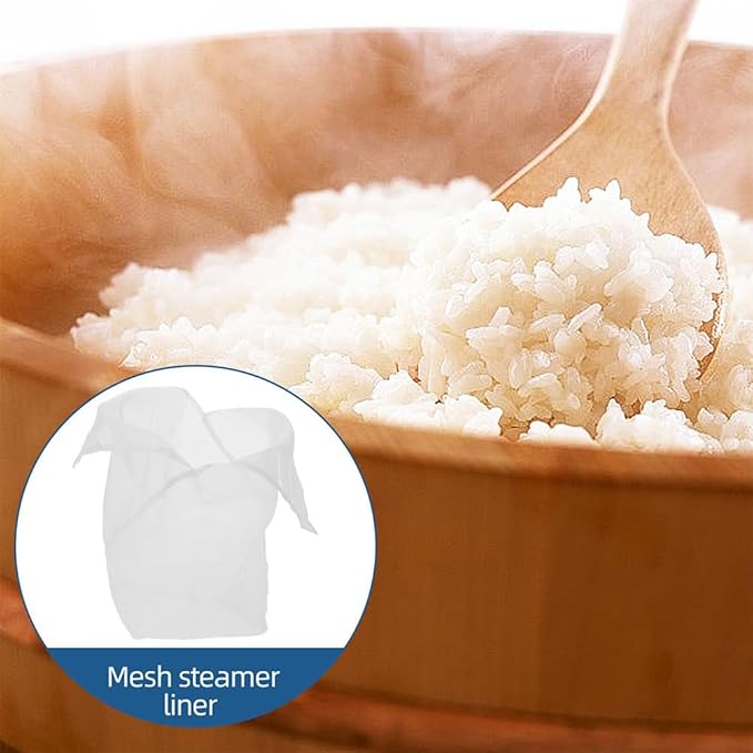 TIDTALEO 2pcs Reusable Kitchen Steamer Liners Muslin Cloth Bags for Rice Cooker and Steamer Basket Non- to Clean for Healthy Cooking
