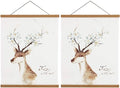 2 Pack Magnetic Poster Hanger Frame, 16x24 16x22 16x20 Light Wood Wooden Magnet Canvas Artwork Print Dowel Poster Hangers Frames Hanging Kit (Teak Wood, 16", 2 Packs)
