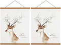 Artmag 2 Pack Magnetic Poster Hanger Frame, 55x36 55x30 55x60 Light Wood Wooden Magnet Canvas Artwork Print Dowel Poster Hangers Frames Hanging Kit (Teak Wood, 55", 2 Packs)