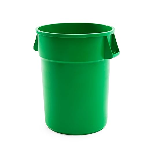 PRO&Family Commercial Round Trash Can, Ingredient Bin, Heavy-Duty Plastic, Anti-Static, Kitchen, Office, Outdoor Use (Green, 44 Gallon)