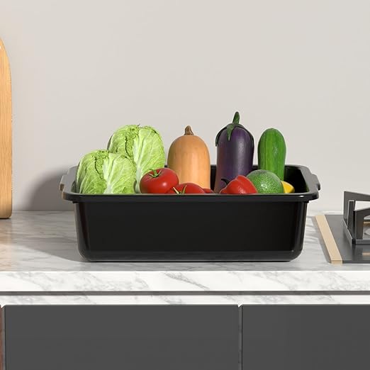 8 L Small Plastic Bus Tubs Restaurant, Food Service Bus Tub, Black, 5 Packs