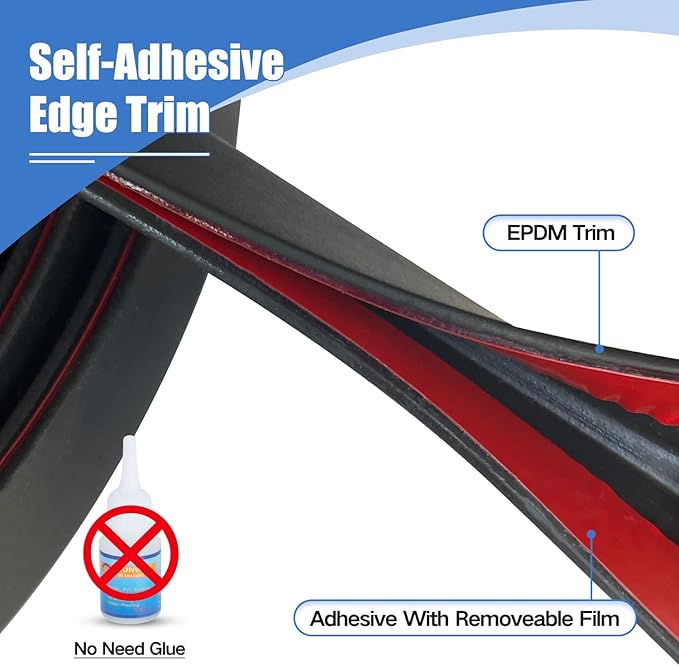 Rubber Edge Trim, Self-Adhesive U Channel Rubber Edge Trim, U Shaped Edge Protector for Mirror and Glasses, EPDM Material, Slot Width 1/8"(3.2mm), Length 10 Ft, Black