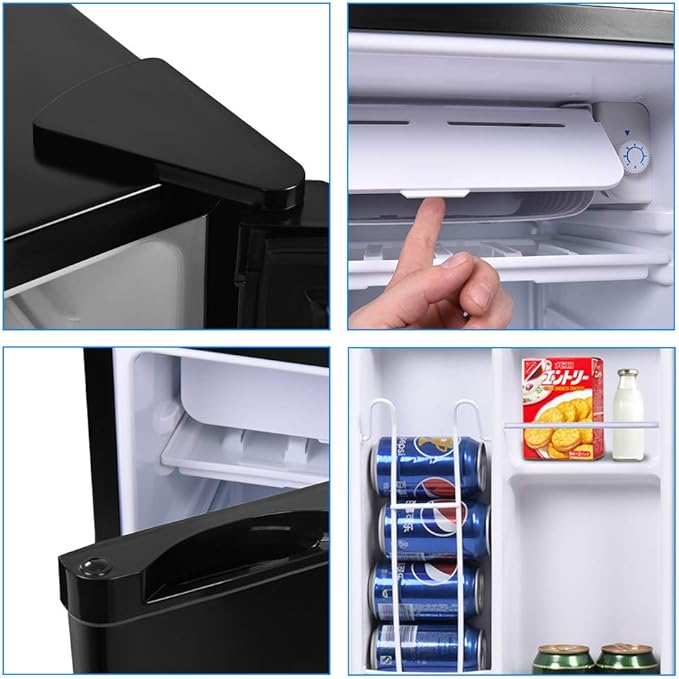 Safeplus 3.2 Cu.Ft Mini Compact Refrigerator, Under Counter Fridge with Small Freezer Removable Glass Shelves - Drinks Food Beer Storage for Office Dorm or Apartment