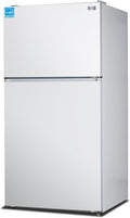 BLACK+DECKER 24 Cu. Ft. Top Mount Refrigerator with Ice Maker, 2-Door Refrigerator with Top Freezer, Freezer with Icemaker and Adjustable Temperature Control, ENERGY STAR, BR2400JIMW, White