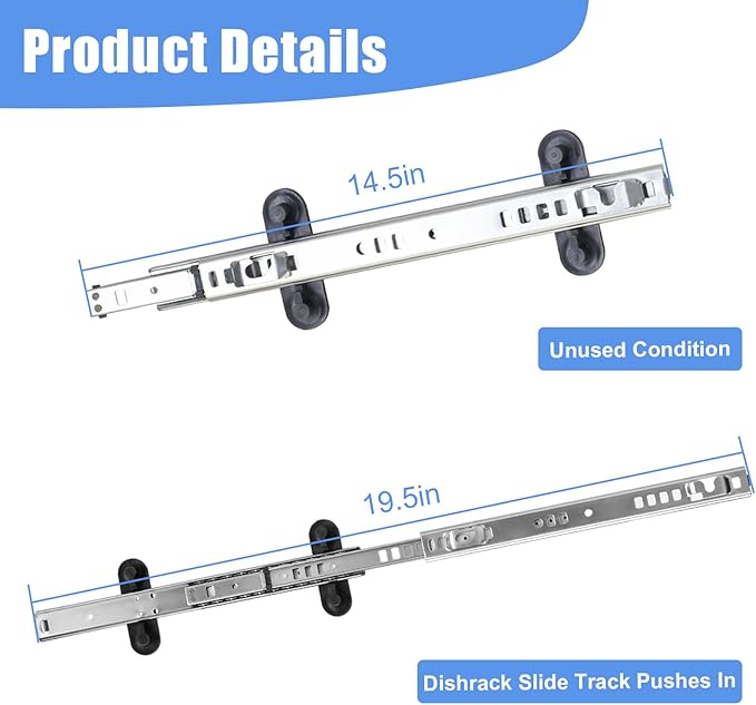 W11259786 Dishwasher Upper Dishrack Replacement for Whirlpool Dishwasher Rail Track Repalace Fits WPW10546503 Dishwasher Upper Rack Track W11259786 (Right Slide)