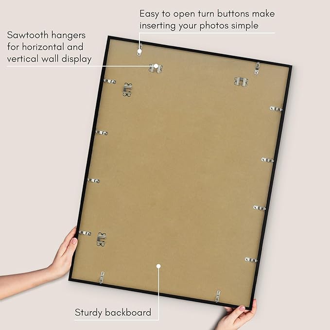 Americanflat 24x32 Poster Frame with Polished Plexiglass - Streamline Collection - Thin Border Picture Frame for Wall Display - Hanging Hardware Included - Black