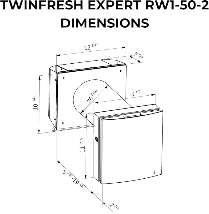 VENTS-US Twinfresh Expert RW1-50-2 Wifi - Ductless Through The Wall Ventilation Fan with Remote & App Control, Provides Fresh Air Intake, and Stale Air Exhaust
