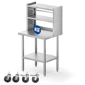 30x24 in NSF All Stainless Steel Table with Adjustable Shelf & Pegboard Panels & Casters, Kitchen Prep Table Commercial Heavy-Duty Worktable with Large Space Storage for Restaurant Garages