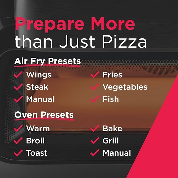 Frigidaire Electric Indoor Pizza Oven – Reach Temperatures of 700°F – Stone Bake 12” Pizzas in Minutes – Portable Countertop Oven with Air Fry and Bake. Peel Included Model FRPO100B