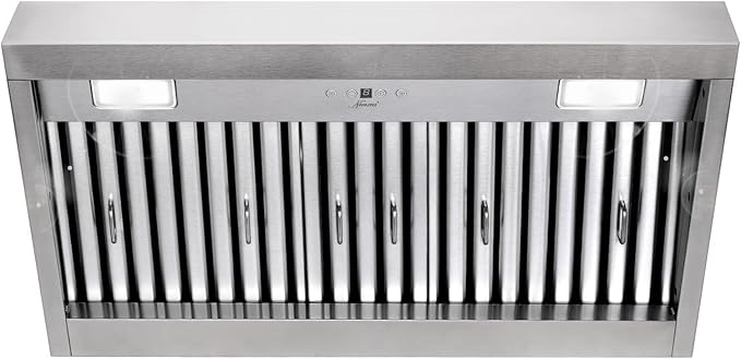 Akicon Range Hood Insert 36 Inch, Ultra Quiet, Powerful Suction Built-in Kitchen Vent Hood, Stainless Steel Ducted Stove Hood with Dimmable LED Lights, 4-Speed 600CFM