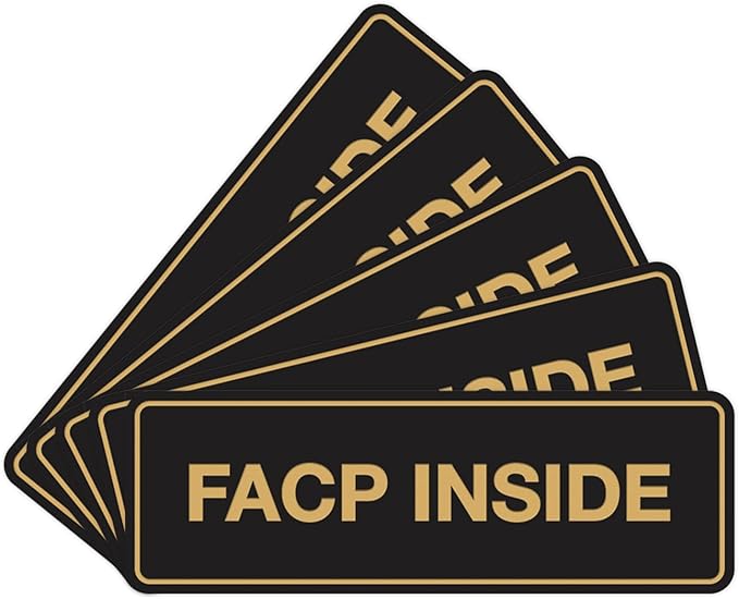 Signs ByLITA Standard FACP Inside Sign | Fire Safety Signage (Black Gold) - Large 5 Pack