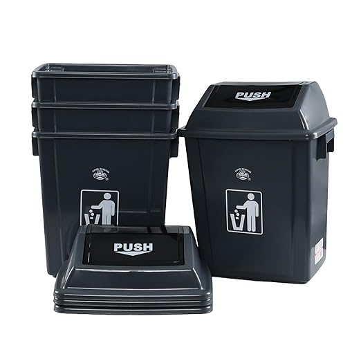 4 Packs 5 Gallon Plastic Trash Can with Swing Lid, Garbage Bin Waste Basket for Home and Office
