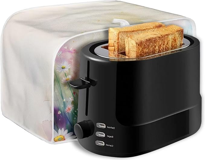 Hummingbird Daisy Print Toaster 4 Slice Cover Universal Size Kitchen Appliance Cover Fingerprint Protection Kitchen Home Decor