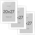 Homeforia 20x27 Picture Frame Silver, High End Metal 20x27 Frames with Mat 16x24 for Photo, 20 x 27 Silver Poster Frame Matted to 16 x 24 Print, 27x20 Hanging Frame, Tempered Glass, Wall Kit, Set of 3