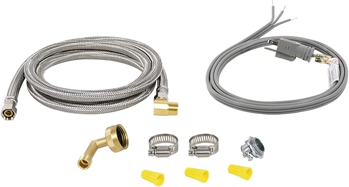 Certified Appliance Accessories Dishwasher Installation Kit with Dishwasher Hose and 3 Wire Power Cord, 6 Feet, Straight Plug Head