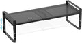 Expandable Shoe Rack Stackable Metal Pantry Storage Shelves Stand Adjustable Height Cabinet Shelf Organizer Racks Spice Shelving(1PACK/BLACK,LARGE)