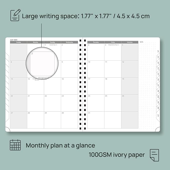 POPRUN Planner 2025-2026 (Large - 8.5'' x 10.5'') Academic Weekly Calendar (July 2025 - June 2026) with Hourly Time Slots, Monthly Tabs, 100GSM Thick Papers, Spiral Leather Cover - Pink