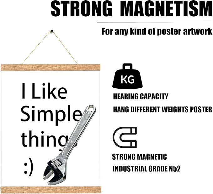3 Pack Magnetic Poster Hanger Frame 20 Inch Pine Color,20x24 20x30 20x28 Poster Frame Wood Magnet Frames Hangers for Photos Pictures Prints Maps Scrolls Canvas Artwork Diamond Art Painting